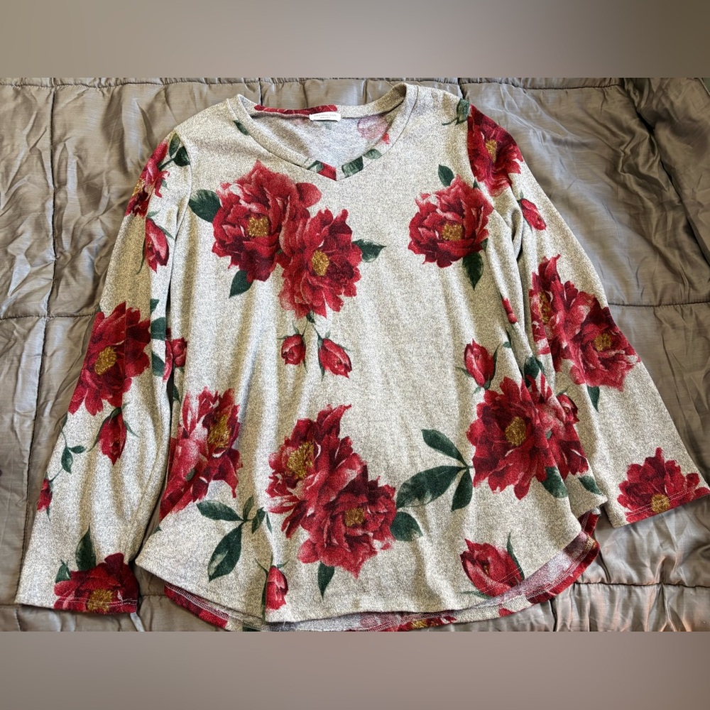 Chic Soul Floral Print Long Sleeve Top